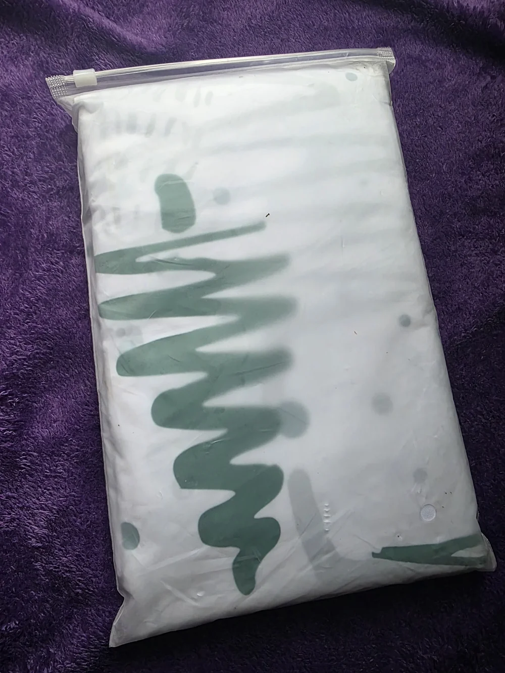 White and Green Shower Curtain Panel with Hooks - Home Bedding